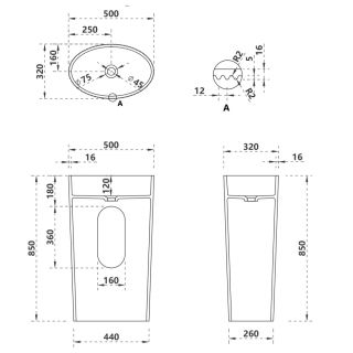 Напольная раковина ABBER Stein AS2504-H 50см белый матовый